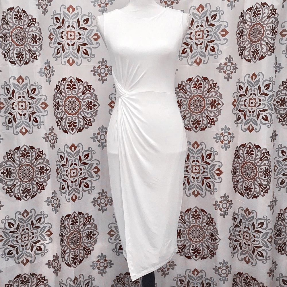 •TWO HEARTS•NWT Asymmetrical Knot Front-Slit Dress